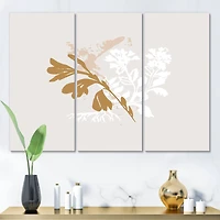 Designart - Minimal Botanical Design In Brown and White