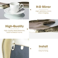 Glitzhome® 34.25" Modern Gold Foil Metal Frame Wavy Wall Mirror