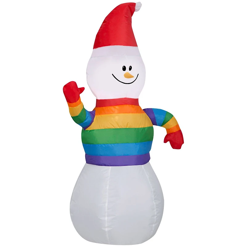 Airblown® 3.5ft. Christmas Inflatable Snowman in Rainbow Sweater