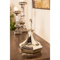 Silver Glass Decorative Hexagonal Jar Set