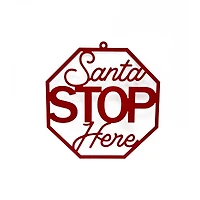 15" Red Santa Stop Here Metal Sign by Ashland®