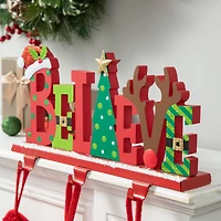 Glitzhome® 14.5'' BELIEVE Metal Christmas Stocking Holder