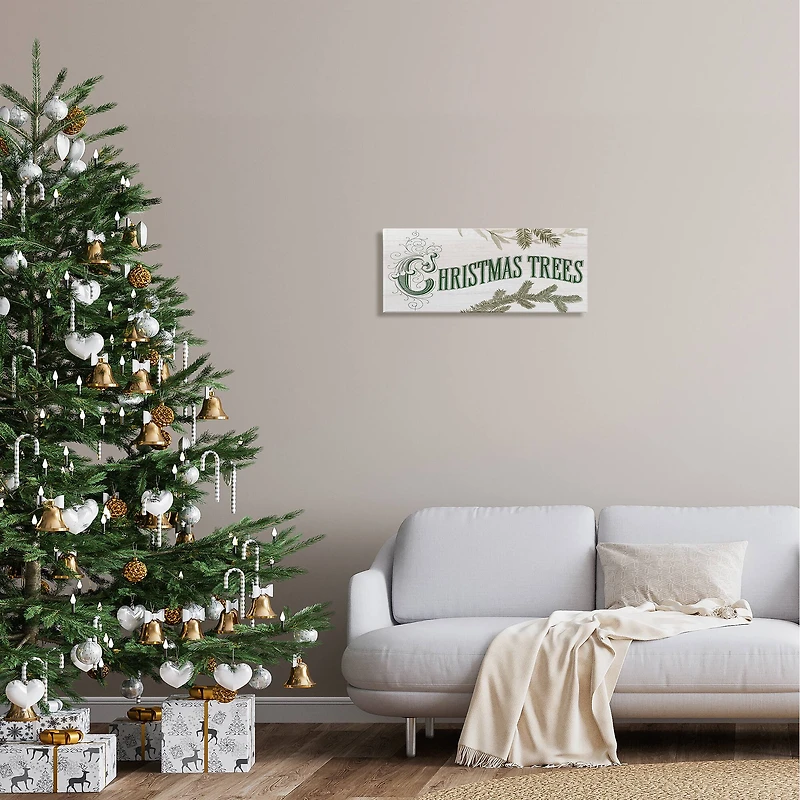 Stupell Industries Christmas Trees Ornate Letters Canvas Wall Art