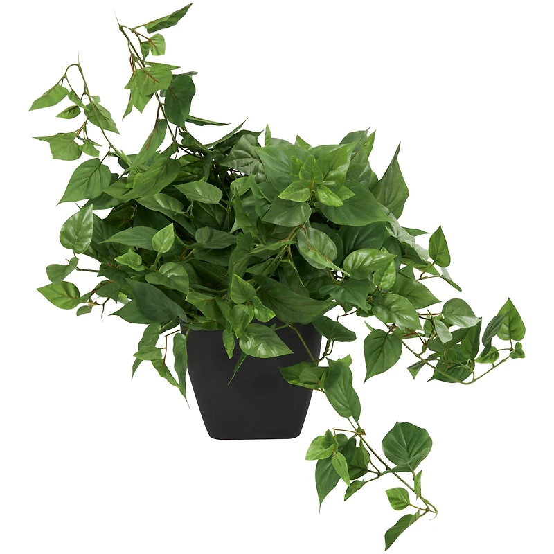 16" Green Pothos Artificial Plant with Black Plastic Pot