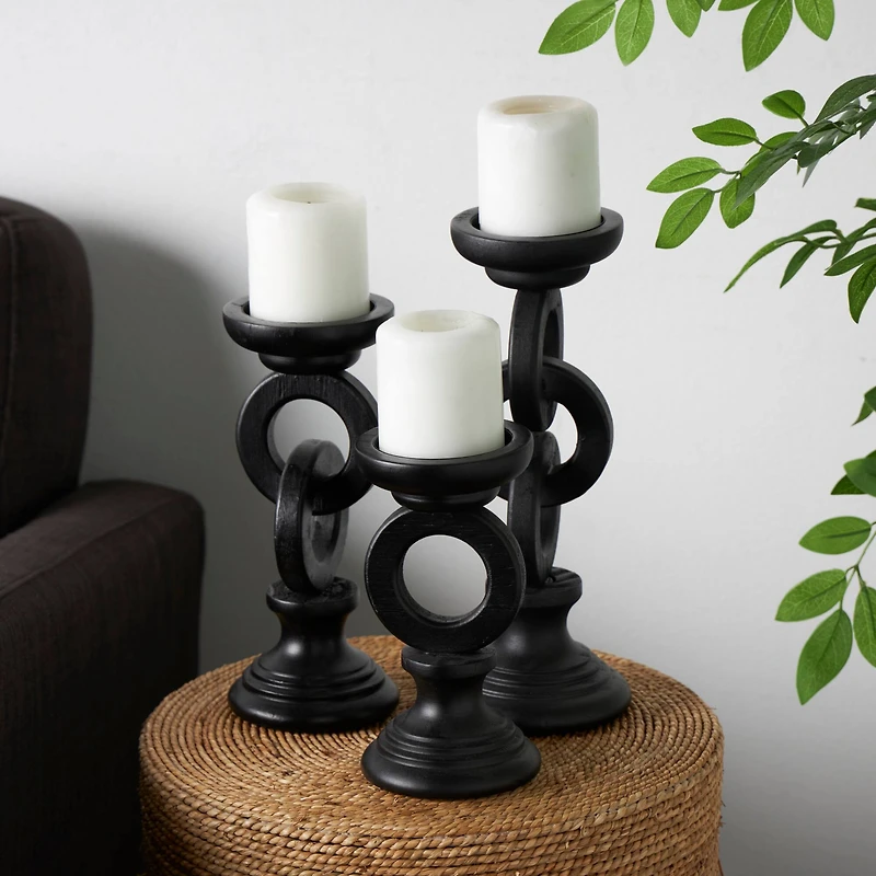 Black Chain Link Candle Holder Set