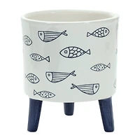 6" Coastal Fish Pattern Planters with Legs Set