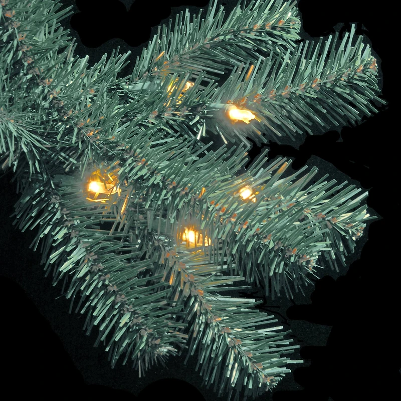 7.5 ft. Pre-lit Hinged North Valley Spruce Blue Medium Artificial Christmas Tree, Clear Lights