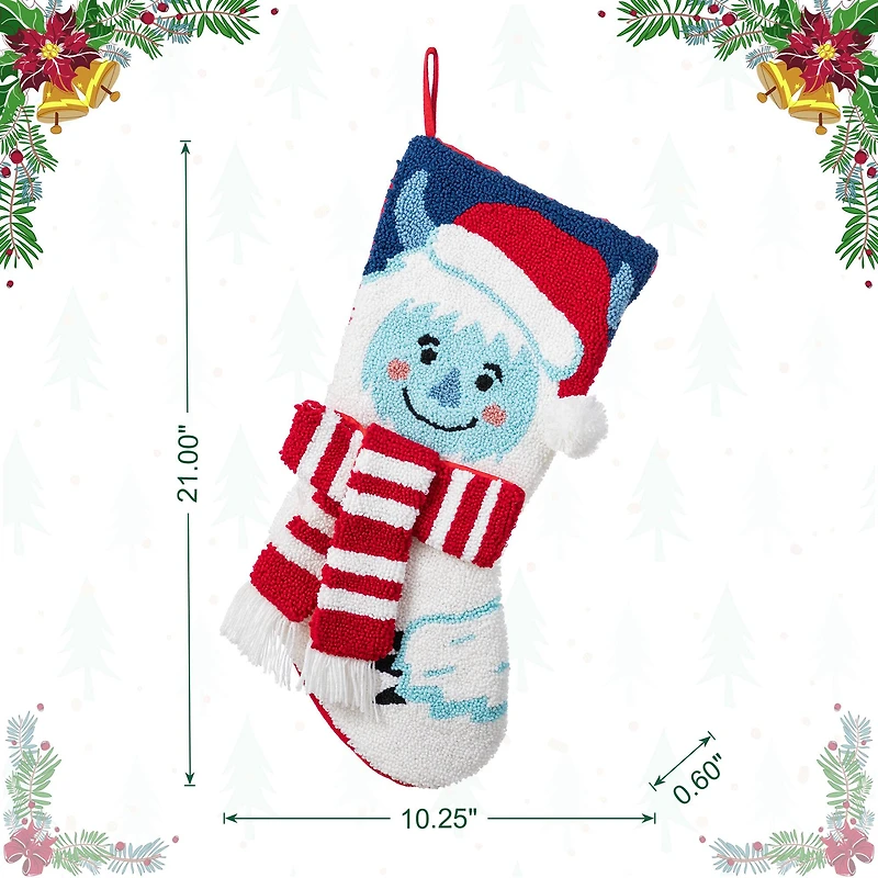 Glitzhome® 21"L Hooked Christmas Yeti Stocking