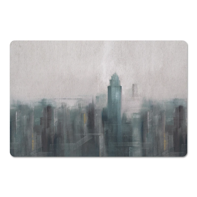 18" x 27" Blue Abstract Skyline Floor Mat