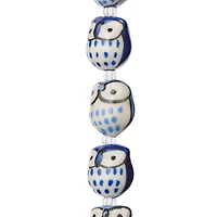 Blue Mix Ceramic Owl Beads, 15mm by Bead Landing™