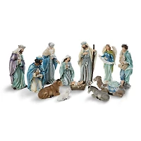 Glitzhome® Oversized Deluxe Blue Resin Nativity Figurine Set