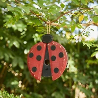 Glitzhome® 11.5" Distressed Wood Ladybug Birdhouse