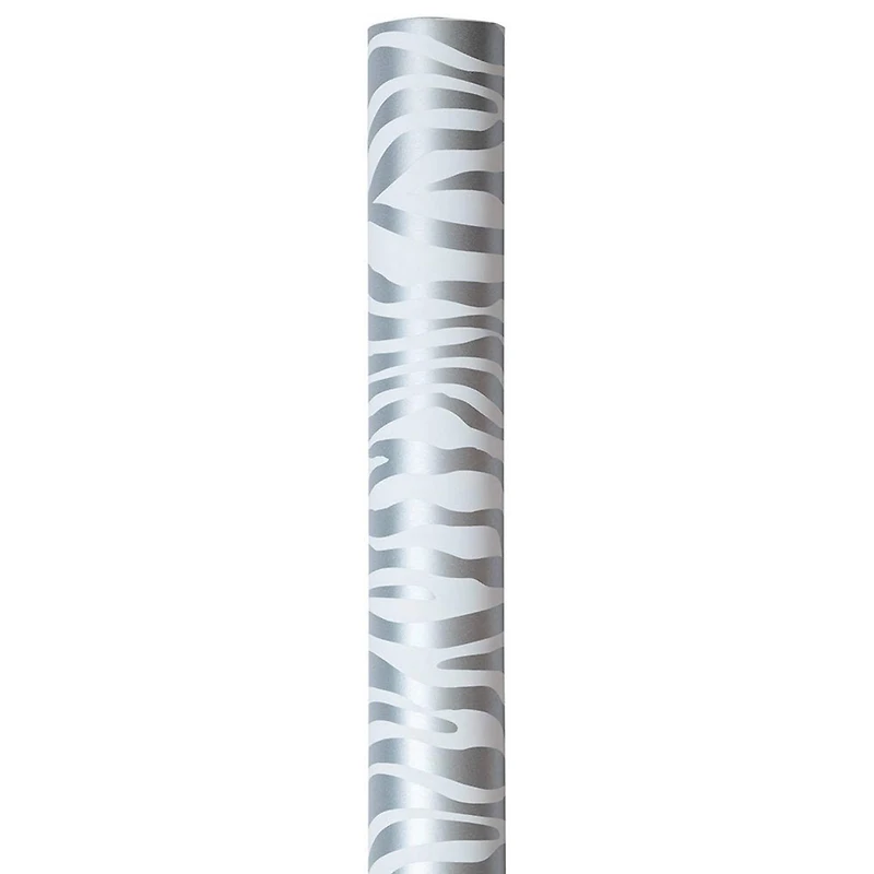 JAM Paper Safari Silver & White Zebra Gift Wrap, 2ct.