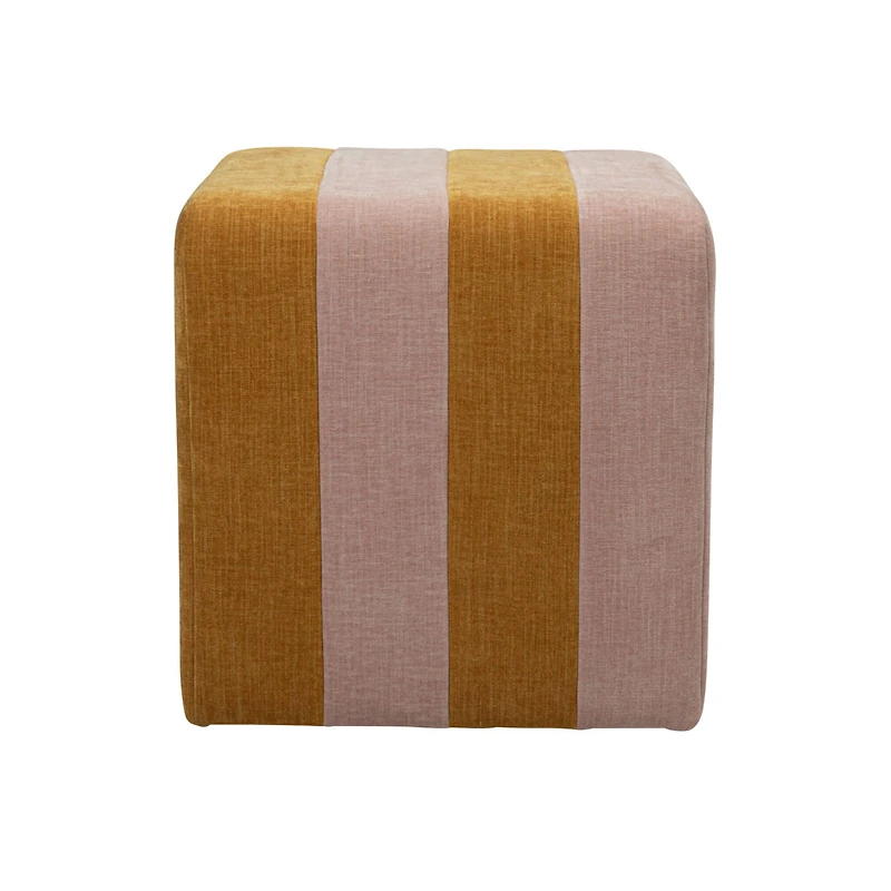 Hello Honey® 18" Modern Square Fabric Upholstered Striped Pouf