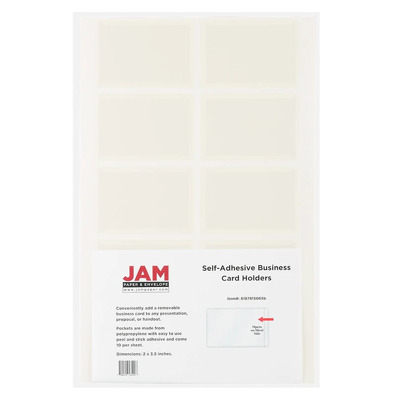 JAM Paper 2" x 3.5" Clear Self-Adhesive Business Card Holders