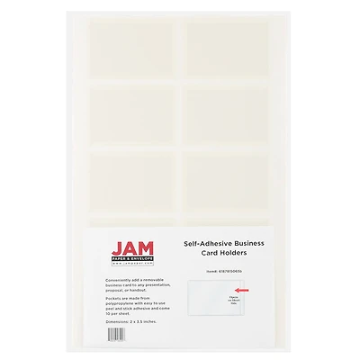 JAM Paper 2" x 3.5" Clear Self-Adhesive Business Card Holders