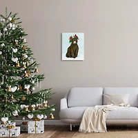 Stupell Industries Bear Seasonal Holly Snow Scene Canvas Wall Art