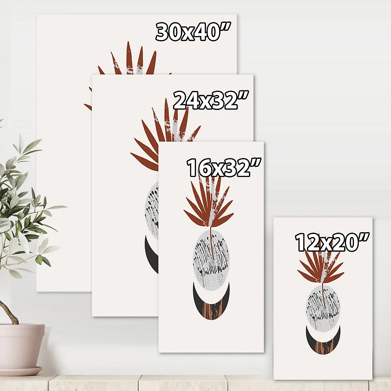 Designart - Moon and Sun Shapes In Retro Terracotta Tones II