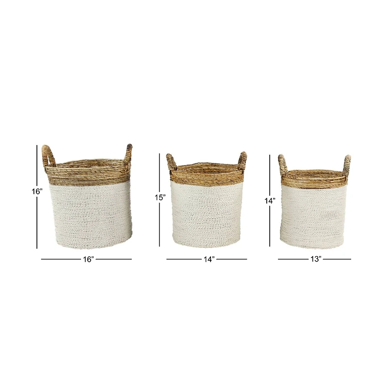 White Seagrass Coastal Storage Basket Set