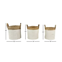 White Seagrass Coastal Storage Basket Set