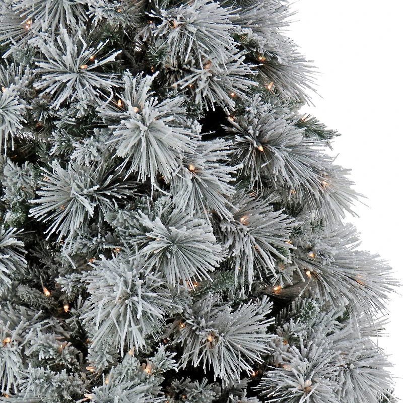 6.5ft. Pre-Lit Flocked Bavarian Pine Artificial Christmas Tree, Clear Lights
