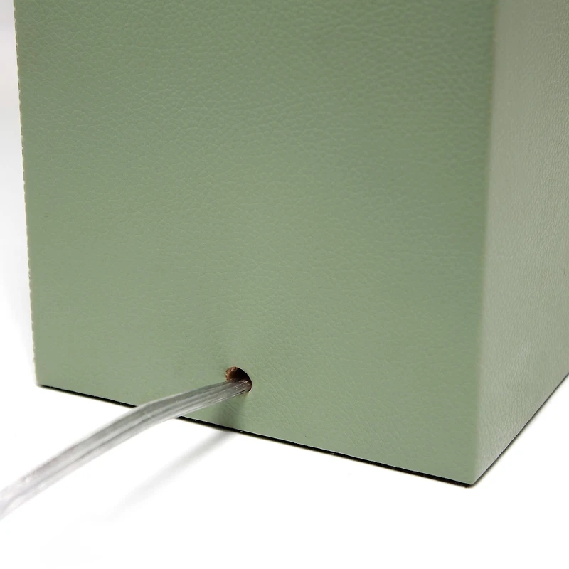 Lalia Home Lexington 21" Sage Green Leather Base Table Lamp with USB Port