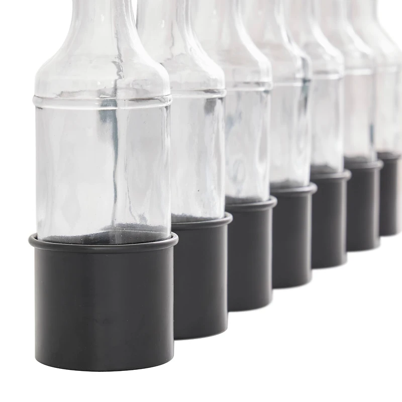 22" Black Metal Adjustable Bottle Vase with Clear Glass Bottles