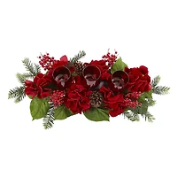 4" Triple Red Hydrangea Candelabrum Centerpiece