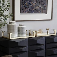 CosmoLiving by Cosmopolitan Gold Metal Mirrored Tray Set