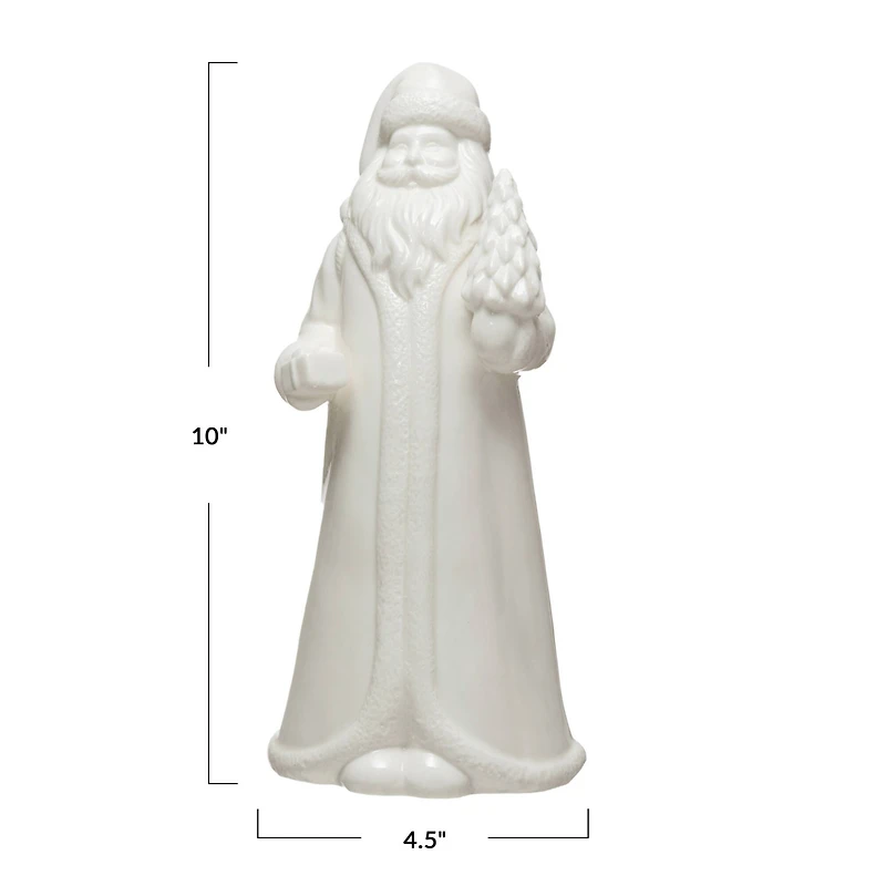 Hello Honey® 10" White Stoneware Santa Decoration