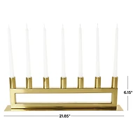 22" Gold Stainless Steel 7 Taper Candle Candelabra with Rectangular Frame