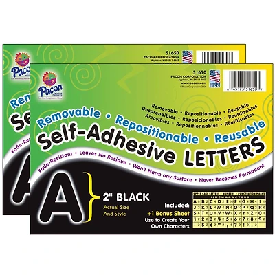 Pacon® Self-Adhesive Letters, Black, Puffy Font, 2", 2 Packs of 159