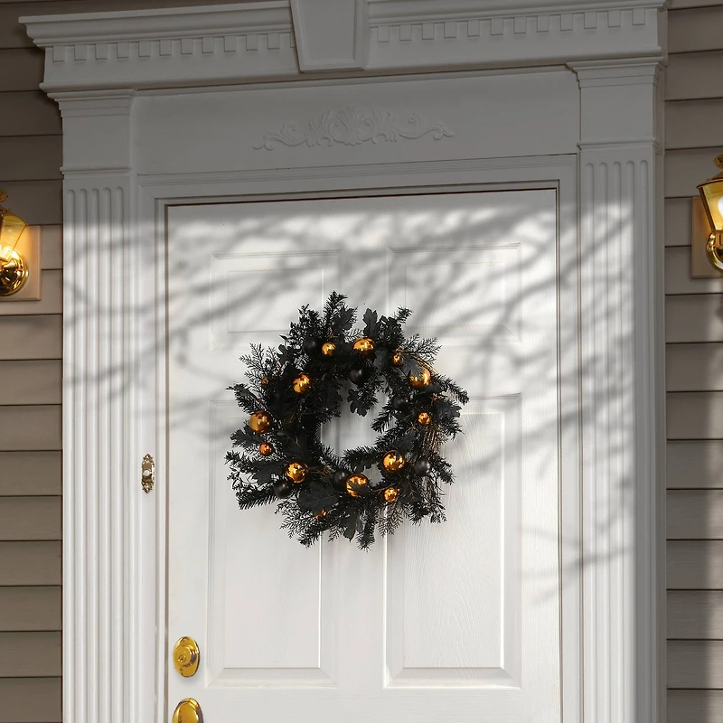 24" Halloween Wreath with Ball Ornaments