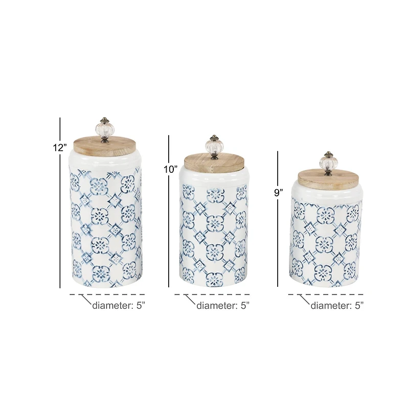 White & Blue Metal Farmhouse Decorative Jar Set