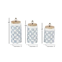 White & Blue Metal Farmhouse Decorative Jar Set