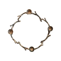 Hello Honey® 13" Oxidized Antique Gold Finish Aluminum Wreath Advent Taper Candle Holder