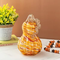 Glitzhome® 8.5" Fall Multi Stripes Glass Gourd