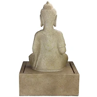 28" LED Lighted Praying Buddha Outdoor Water Fountain