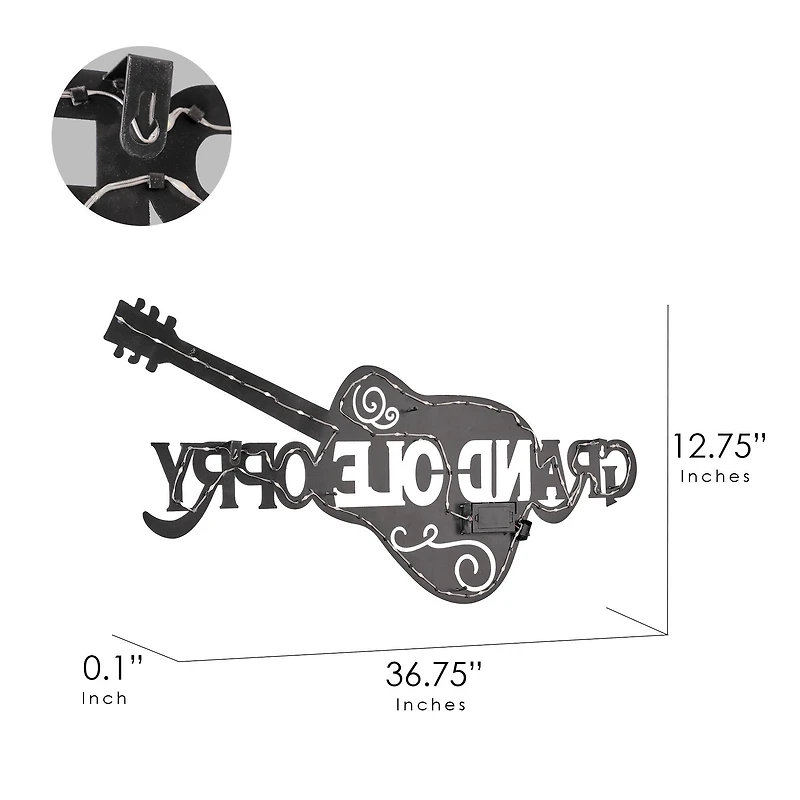 American Art Decor Grand Ole Opry laser Cut Guitar Metal Sign Featuring Back Lit LED - 36" x 17.6"