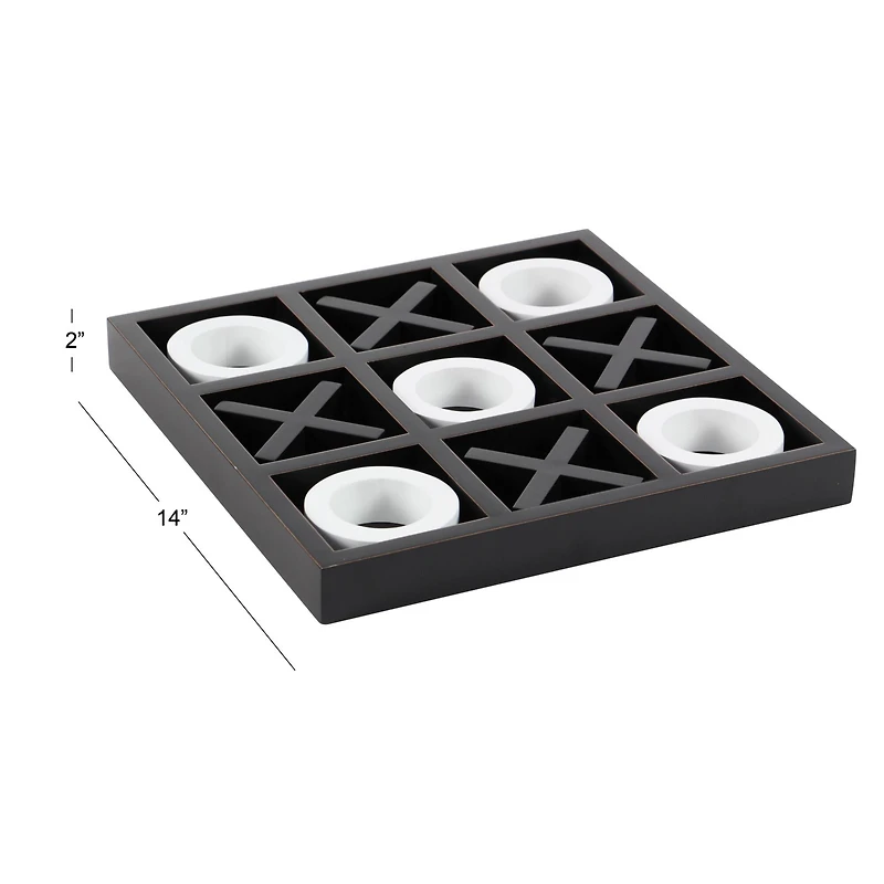 Black & White Wood Tic-Tac-Toe Game Set