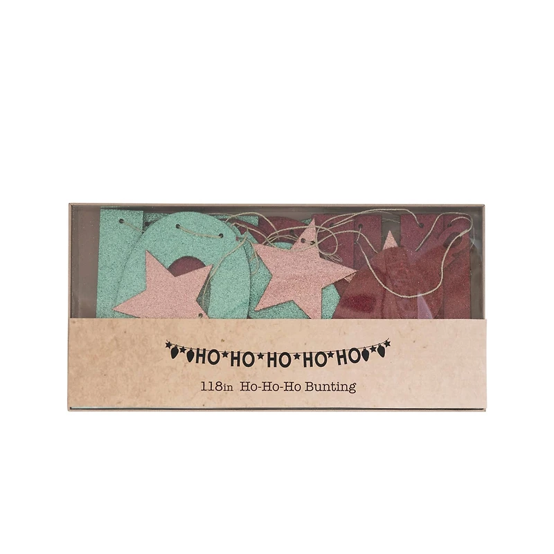 Hello Honey® 10ft. Decorative MDF Banner with Stars, Glitter & "Ho Ho Ho" in Kraft Box