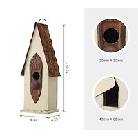 Glitzhome® 13.25" White Distressed Wood Birdhouse