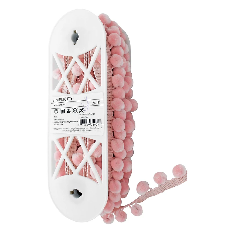 Simplicity® 1.125" x 12 yd. Light Pink Ball Fringe