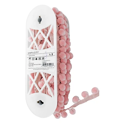 Simplicity® 1.125" x 12 yd. Light Pink Ball Fringe