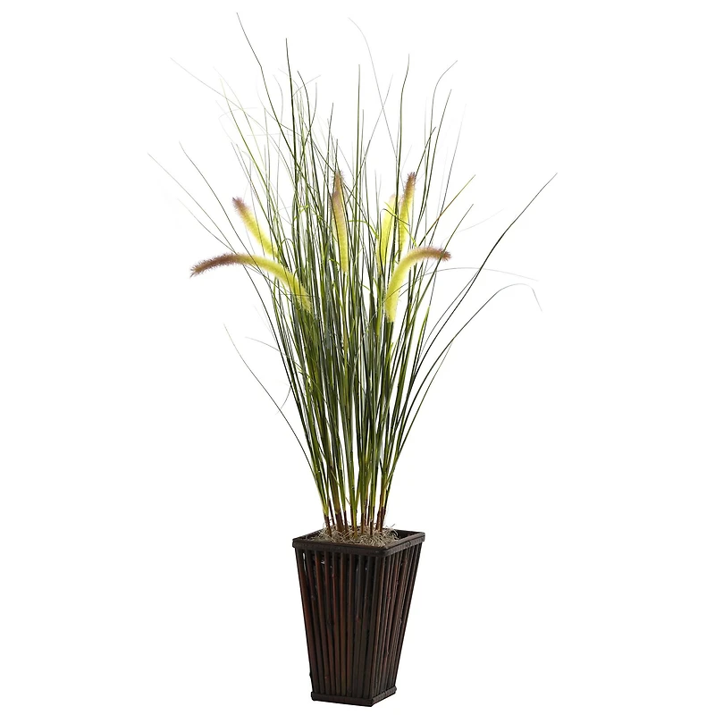 3ft. Grass with Cattails & Bamboo Planter