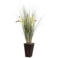 3ft. Grass with Cattails & Bamboo Planter