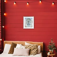 Stupell Industries Merry Christmas Blue Door Framed Print Under Glass Wall Art