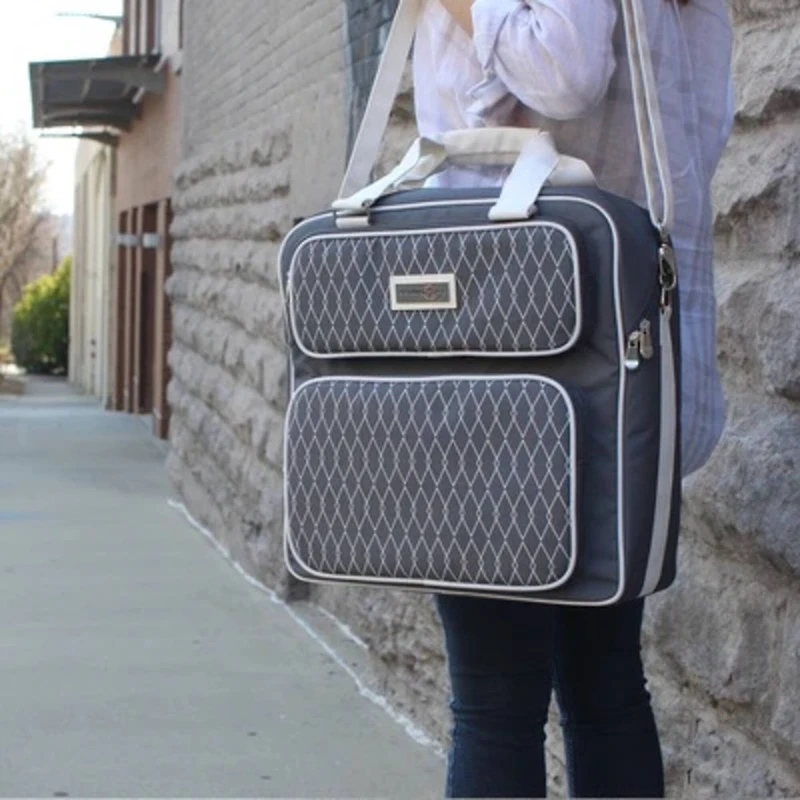 Everything Mary Deluxe Gray and White Scrapbook Carrying Storage Tote