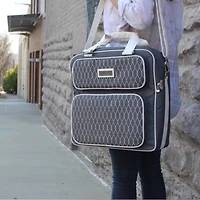 Everything Mary Deluxe Gray and White Scrapbook Carrying Storage Tote