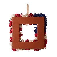 Glitzhome® 19" American Flag Square Fabric Wreath